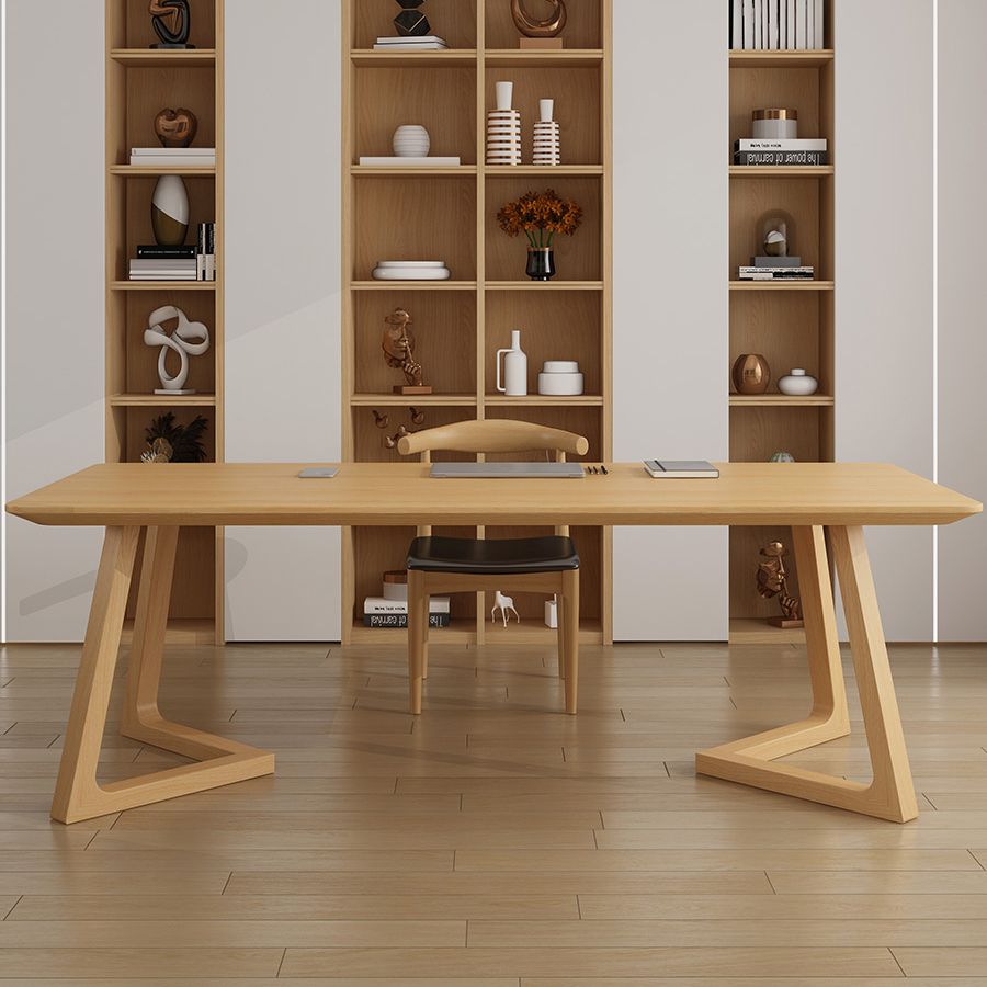 Modern 29,53 "großer Büroschreibtisch Massivholzkrümmte Schreibtisch gebogene Schreibtisch