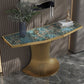Glam Free Form Console Sofa Table with Stainless Steel Bracket for Hall
