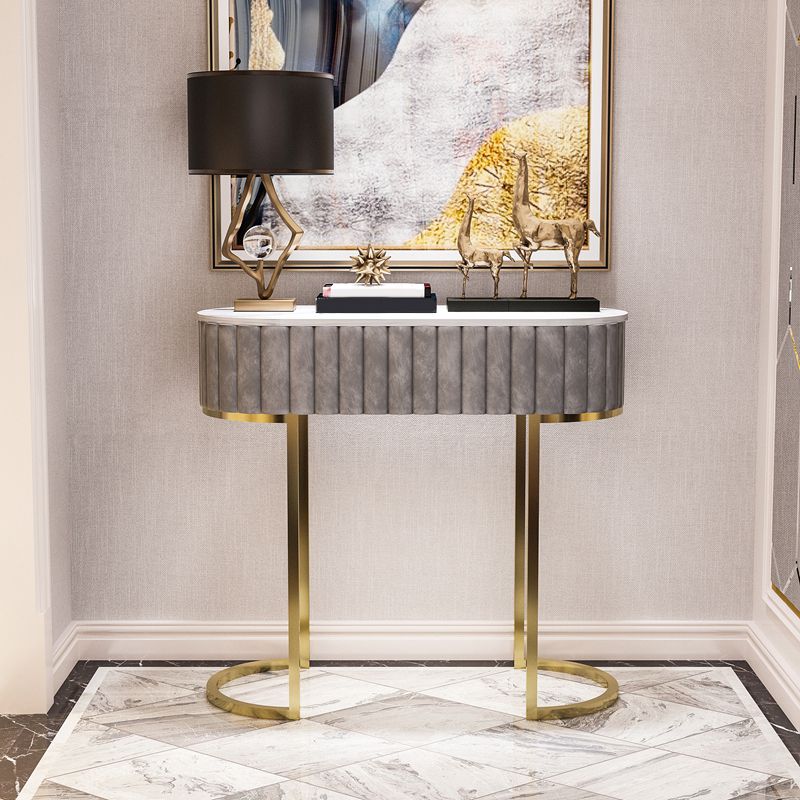 Mesa de consola de mármol oval de la mesa de acento de marco Ironcraft para el salón