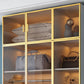 Modern Wood and Glass Wardrobe Freestanding Wardrobe with Soft Close Drawers and Doors