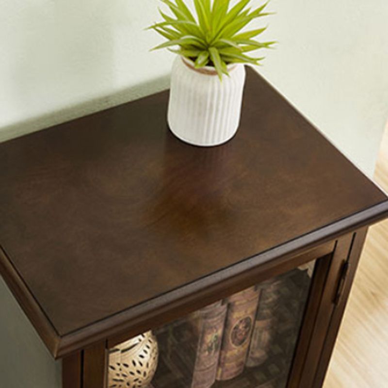 Mid-century Modern 51.18" Tall Glass Paned Accent Cabinet, Wooden Rectangle Cabinet