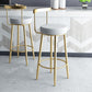 Taburete de bar de hierro con respaldo sin brazos Glam, taburete con cojín y pedal para cocina