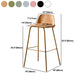 Modern Backrest Armless Counter Stool Iron Bar Stool with Plastic Cushion