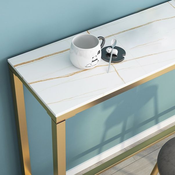 1/3 Pieces Glam Iron Bar Table Set Rectangle White Stone Top Bistro Set with Footrest Clearhalo 'Bar Furniture' 'furn' 'furn_home_bar_bar_sets' 'Furniture' 'Home Bars & Bar Sets' 'home_bar_bar_sets' 'Kitchen & Dining Furniture' 1200x1200_465d067f-ba07-4bf8-80d9-21fc54f8b6e8