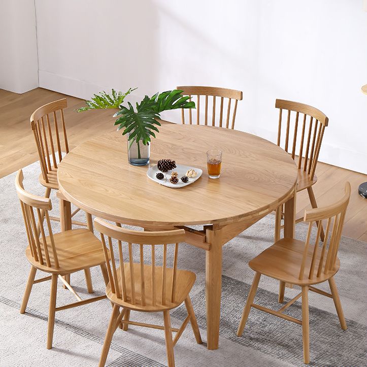 Round Dining Site Table Simple Style Solid Wood Furniture with Drop Leaf Clearhalo ' dining_table' 'Dining Tables & Seating' 'Dining Tables' 'furn' 'furn_dining_table' 'Furniture' 'furniture_dining_table' 'Kitchen & Dining Furniture' 'kitchen&dining_furn' 'kitchen' 'kitchen_dining_table' 1200x1200_465d1ad2-1f72-4b66-b38f-73ca63078a2a
