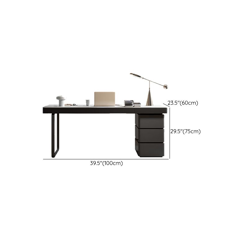 Pedestal Base Modern Style Office Desk Home Writing Desk with 5 Storage Drawers