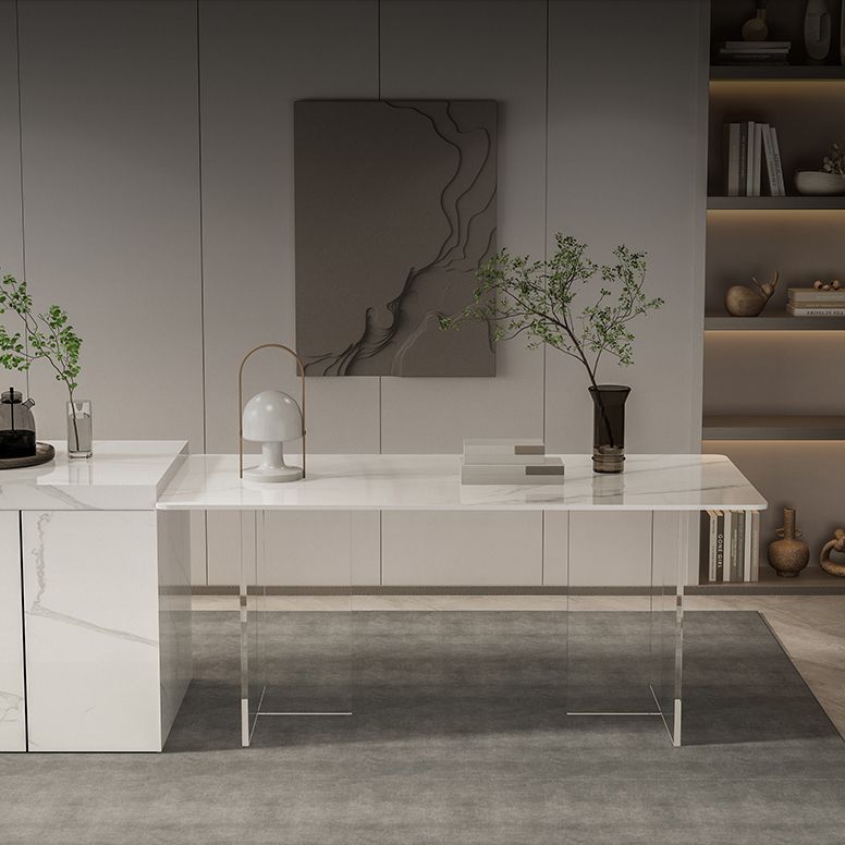 Sintered Stone Top Table Double Pedestal Table for Home Kitchen Dinner Clearhalo 'Dining Tables & Seating' 'Dining Tables' 'dining_table' 'furn' 'furn_dining_table' 'Furniture' 'Kitchen & Dining Furniture' 1200x1200_466008d5-3b8a-4a80-8998-19a9737f3290