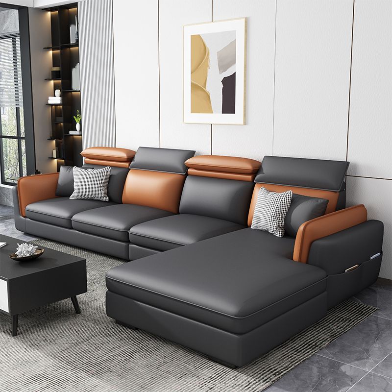 Divano e chaise di shaise e chaise in pelle scandinavo grigio scuro.