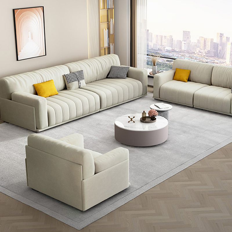 Sofa de bras carré de tissu avec oreillers Siège standard en blanc