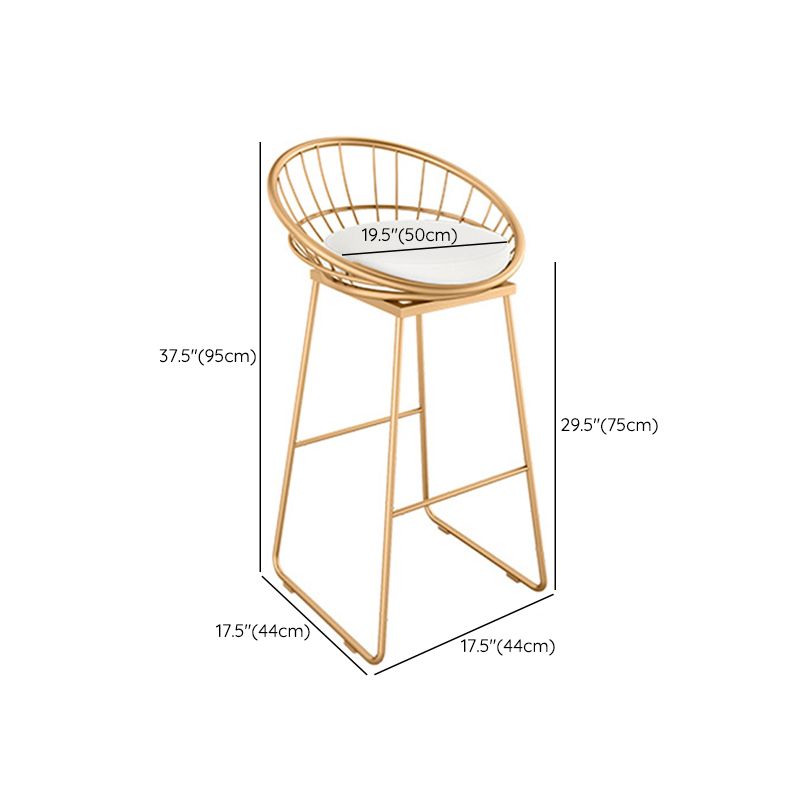 Glam Round Bar Stools Gold Metal Dining Stools with Footrest Clearhalo 'Bar Furniture' 'Bar Stools' 'bar_stools' 'furn' 'furn_bar_stools' 'Furniture' 'Kitchen & Dining Furniture' 1200x1200_4660d66a-015e-4347-9fdc-6cee4d734598