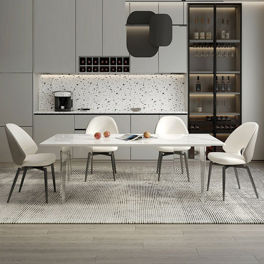 モダンなダイニングセット1/4/5/7 PCSアクリル台座の椅子付きダイニングテーブル