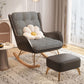 Contemporary Rocking Chair Fabric Upholstered Tufted Wing Chair Back Indoor Rocking Chair