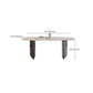 Modern Rectangular Stone Top Dining Table with Metal Legs for Living Room