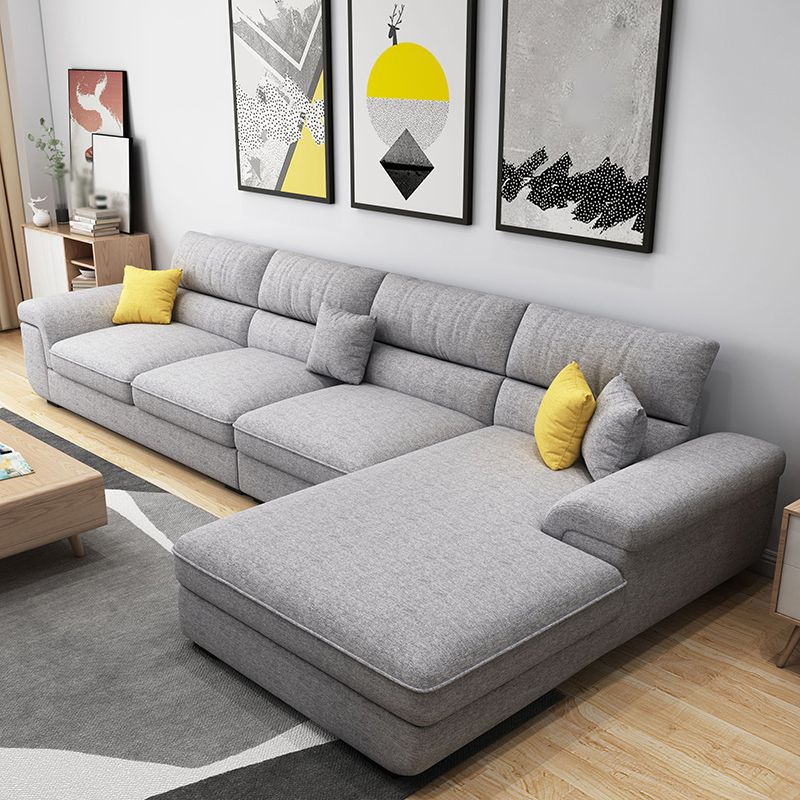 137.8"L x 70.87"W x 37.4"H Removable Cushions Sectionals in Khaki/Blue/Gray Clearhalo 'furn' 'furn_sectionals' 'Furniture' 'furniture_sectionals' 'kitchen' 'kitchen_sectionals' 'Living Room Furniture' 'Sectionals' 1200x1200_46660965-020a-4662-a0f0-18050911eb66