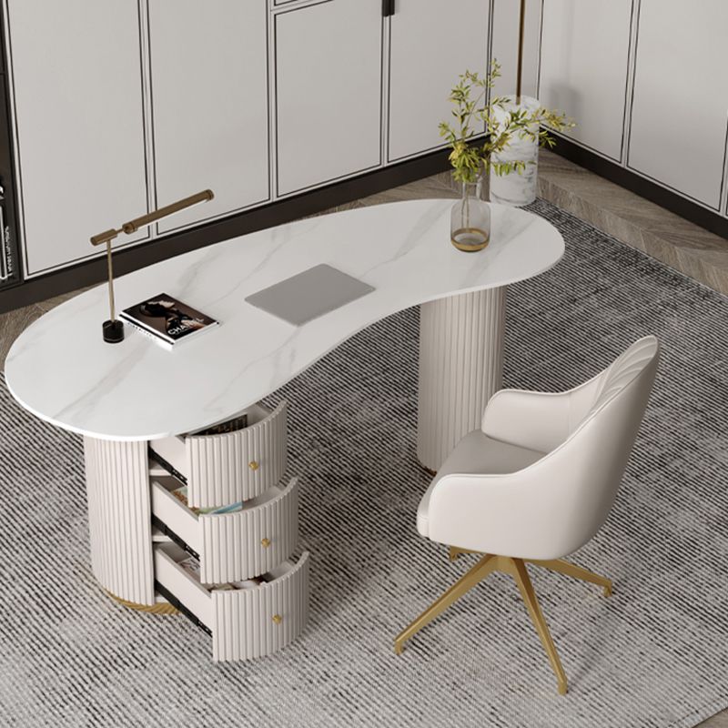 Modern & Contemporary Office Desk Curved Laptop Table with Drawers Clearhalo 'furn' 'furn_office_desk' 'Furniture' 'Office Desks' 'Office Furniture' 'office_desk' 1200x1200_4666c2a3-0696-4310-ac39-2ad6439ec22f