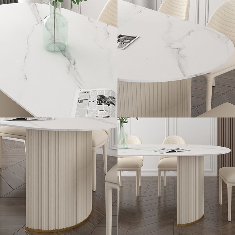 Traditional Luxury Oval Dining Table Sintered Stone Table with White Double Pedestal for Dining Room Clearhalo ' dining_table' 'Dining Tables & Seating' 'Dining Tables' 'furn' 'furn_dining_table' 'Furniture' 'furniture_dining_table' 'Kitchen & Dining Furniture' 'kitchen&dining_furn' 'kitchen' 'kitchen_dining_table' 1200x1200_4667d5b8-5ba7-4a28-8ecd-e1ec73ea0897