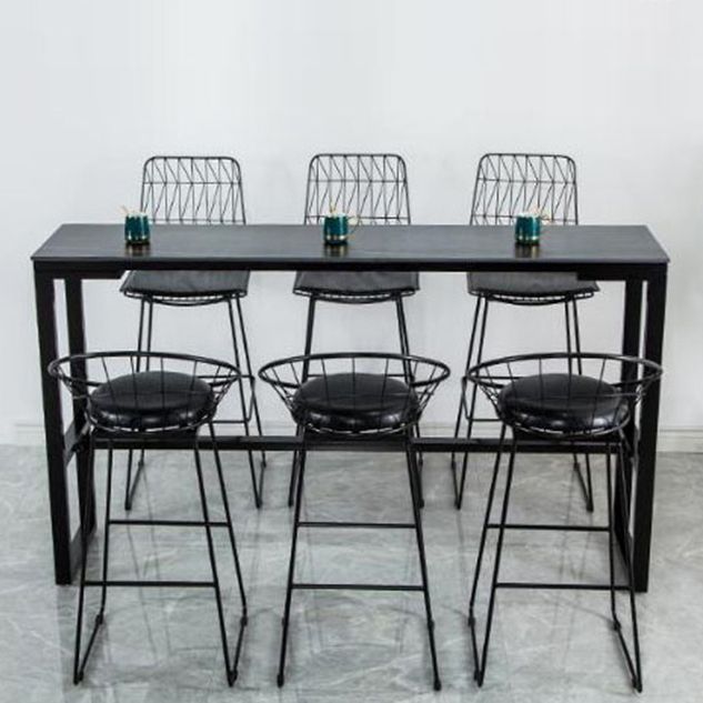 Matte Finish Stone Top Bistro Table with Black Metal Frame for Home Clearhalo 'Bar Furniture' 'Bar Tables' 'bar_tables' 'furn' 'furn_bar_tables' 'Furniture' 'Kitchen & Dining Furniture' 1200x1200_4668585b-596d-4486-8253-2a2aa26cd5dc