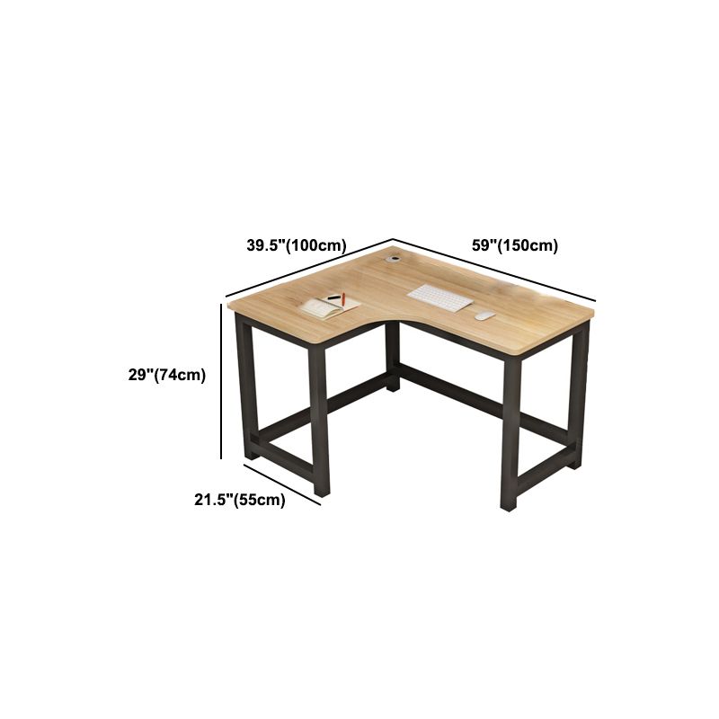Modern Corner Wooden Writing Desk Cable Management H-Shape Office Desk with Metal Legs Clearhalo 'furn' 'furn_office_desk' 'Furniture' 'Office Desks' 'Office Furniture' 'office_desk' 1200x1200_46699add-cf4e-4a9c-a03d-6cf3c24c0f82