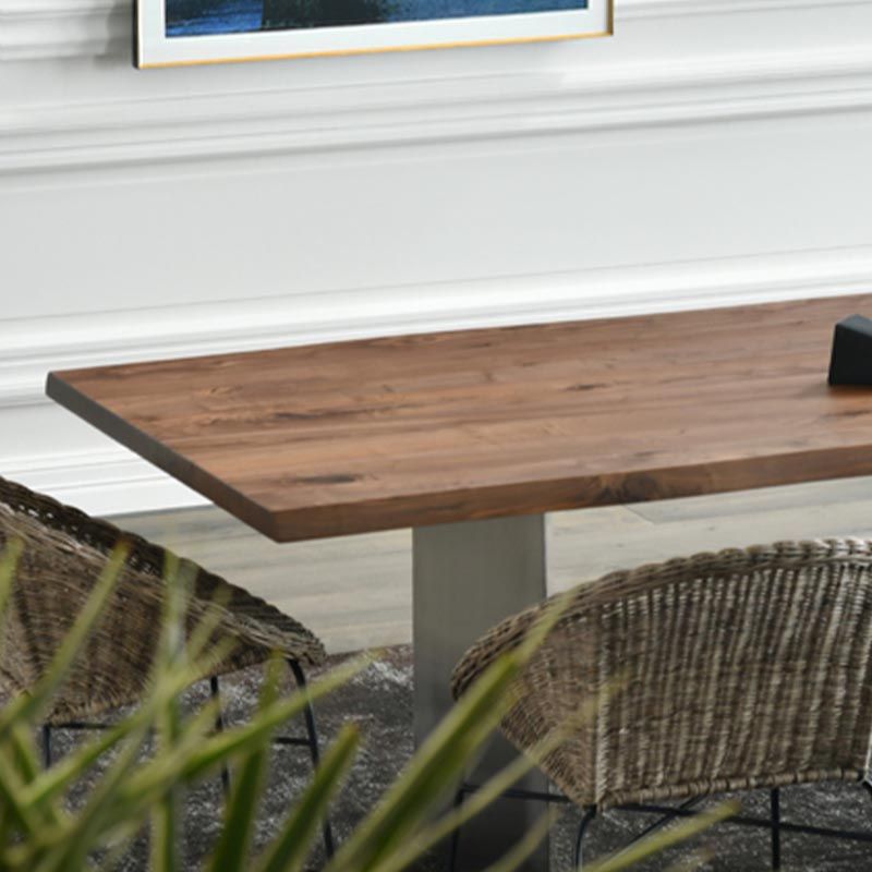 Rectangle Dining Room Table Industrial Kitchen Desk with Double Pedestal Clearhalo 'Dining Tables & Seating' 'Dining Tables' 'dining_table' 'furn' 'furn_dining_table' 'Furniture' 'Kitchen & Dining Furniture' 1200x1200_466b10fd-8f42-45f8-9332-2ad77082e5d0