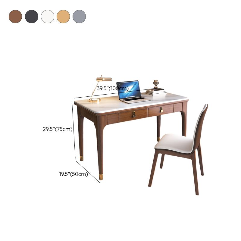 Glam Style Home Office Desk Solid Wood Base Rectangular Writing Desk Clearhalo 'furn' 'furn_office_desk' 'Furniture' 'Office Desks' 'Office Furniture' 'office_desk' 1200x1200_466bc23d-b289-4c99-91a7-54c1de3d6cc9