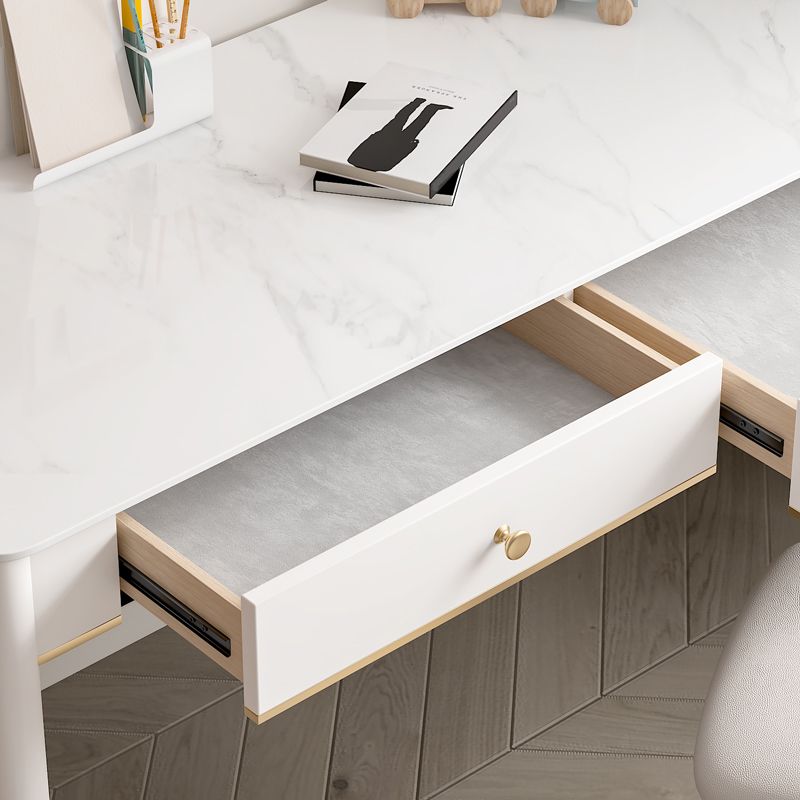 Tavolo da lavoro a casa di forma rettangolare scrivania in pietra in bianco