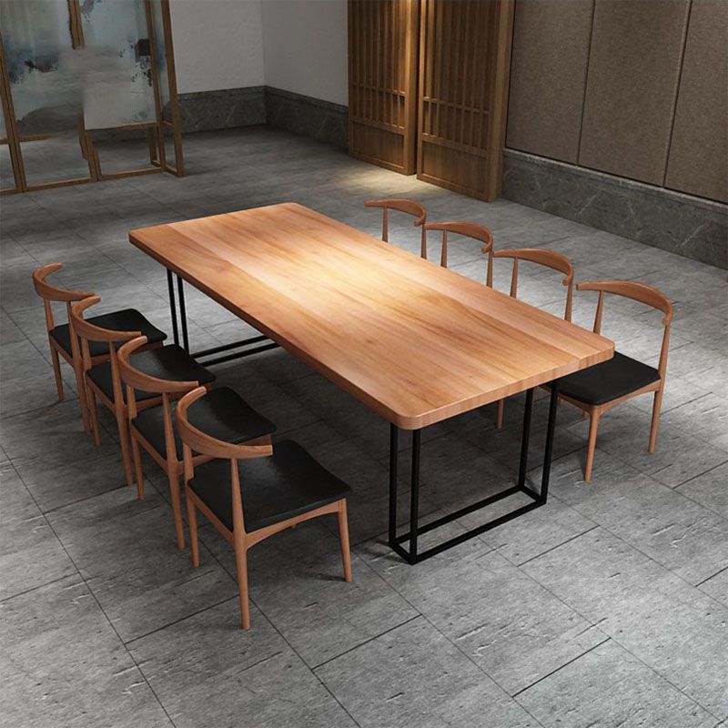 Rectangular 1/2/9 Pieces Dining Set Natural and Black Windsor Back Chair Set for Kitchen Clearhalo 'Dining Room Sets' 'Dining Tables & Seating' 'dining_room_set' 'furn' 'furn_dining_room_set' 'Furniture' 'furniture_dining_room_set' 'Kitchen & Dining Furniture' 'kitchen&dining_furn' 'kitchen' 1200x1200_466ca24f-9feb-4f4d-9b14-7b4f6dbb826b