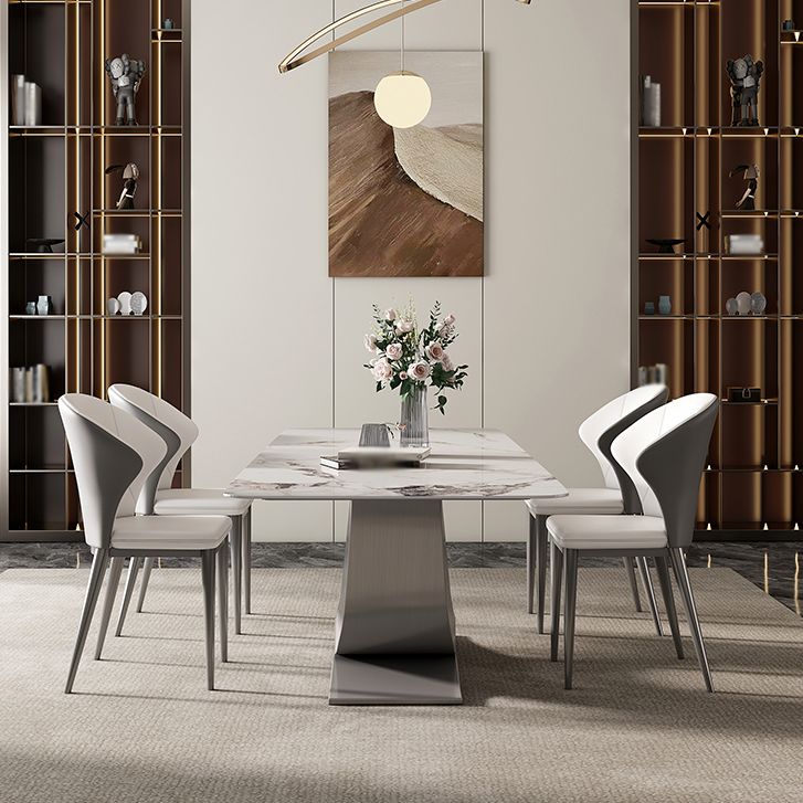 Designer Style Stone Top Dining Set Rectangle 1/3/4/5/7 Pieces Dining Room Table Set Clearhalo 'Dining Room Sets' 'Dining Tables & Seating' 'dining_room_set' 'furn' 'furn_dining_room_set' 'Furniture' 'furniture_dining_room_set' 'Kitchen & Dining Furniture' 1200x1200_466d8ed7-49c9-40c3-91c7-fe58cced84d2