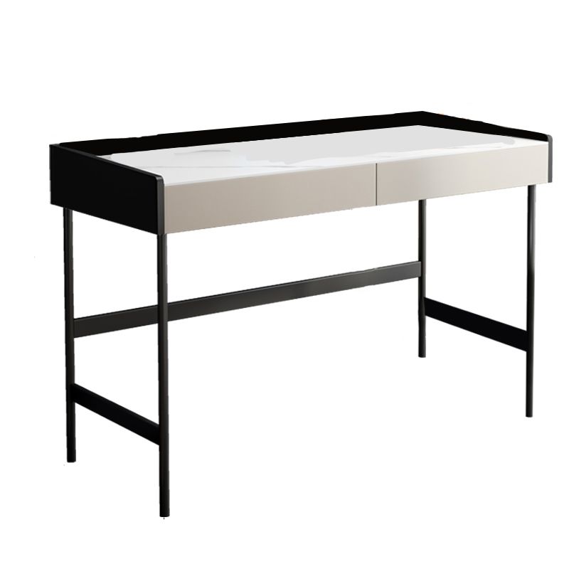Zeitgenössischer Stein Schreibtisch Rechteckiger Home Office Desk mit 2 Schubladen