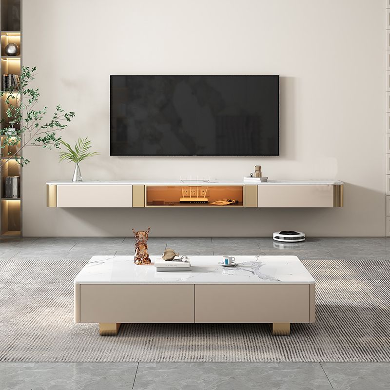 Soporte de TV de almacenamiento de piedra de 8 "de altura Glam Media TV Consola