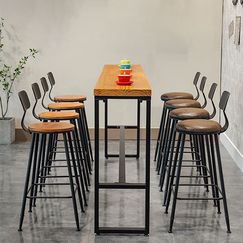 Tabouret de bar à dos basse de style brun de style contemporain avec jambes en métal