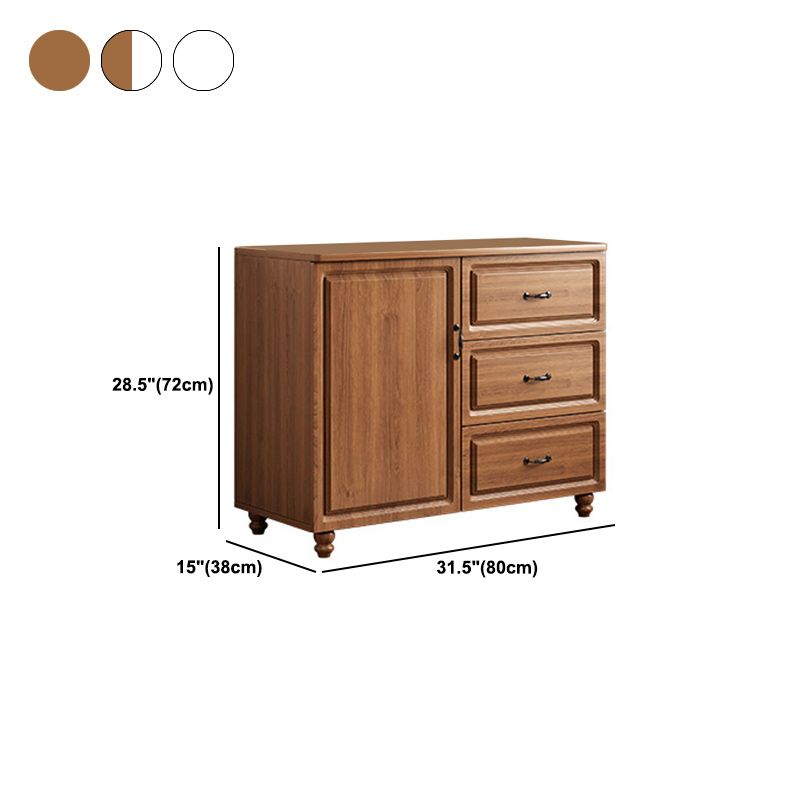 Mid-Century Modern Rectangle Accent Cabinet with Bun Feet and Drawers