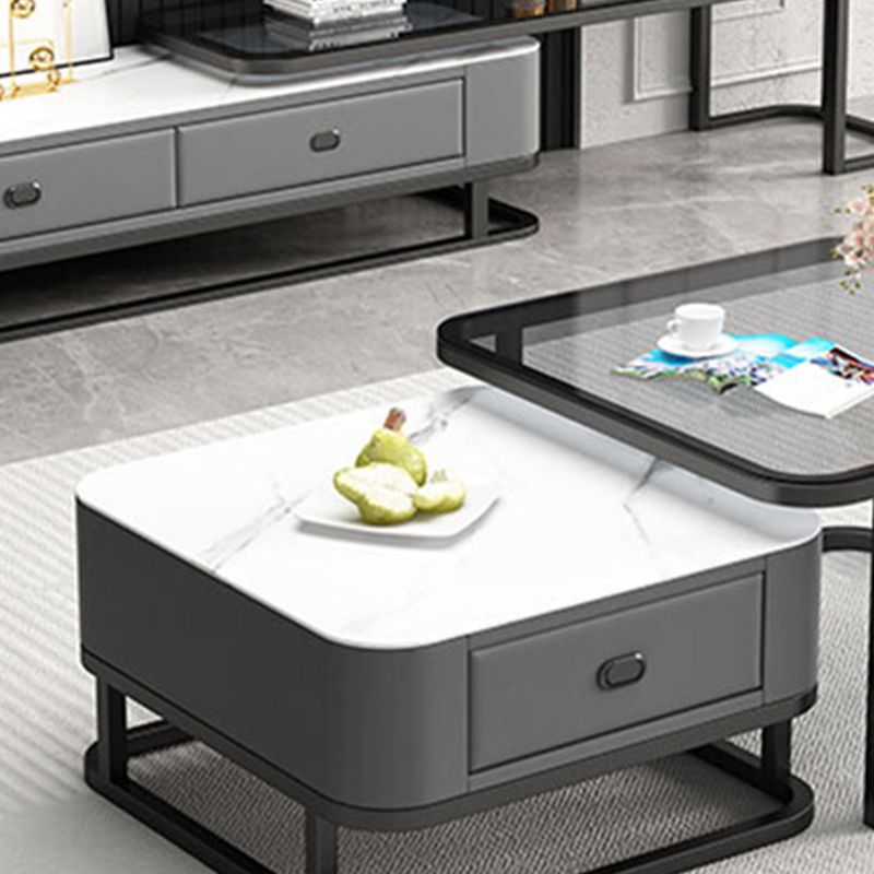 Square Coffee Table Frame Glass Top Coffee Table with Metal Legs Clearhalo 'Coffee & Accent Tables' 'Coffee Tables' 'coffee_tables' 'furn' 'furn_coffee_tables' 'Furniture' 'Living Room Furniture' 1200x1200_46767bbd-8ebc-4dd0-bb62-16a14f49ea48