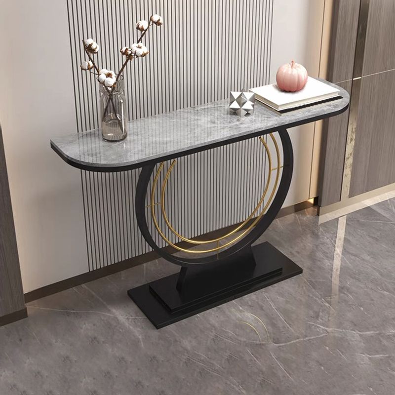 Tavolo di accento di base del piedistallo di ferro con tavolo da cosnole top in pietra mecivaluta