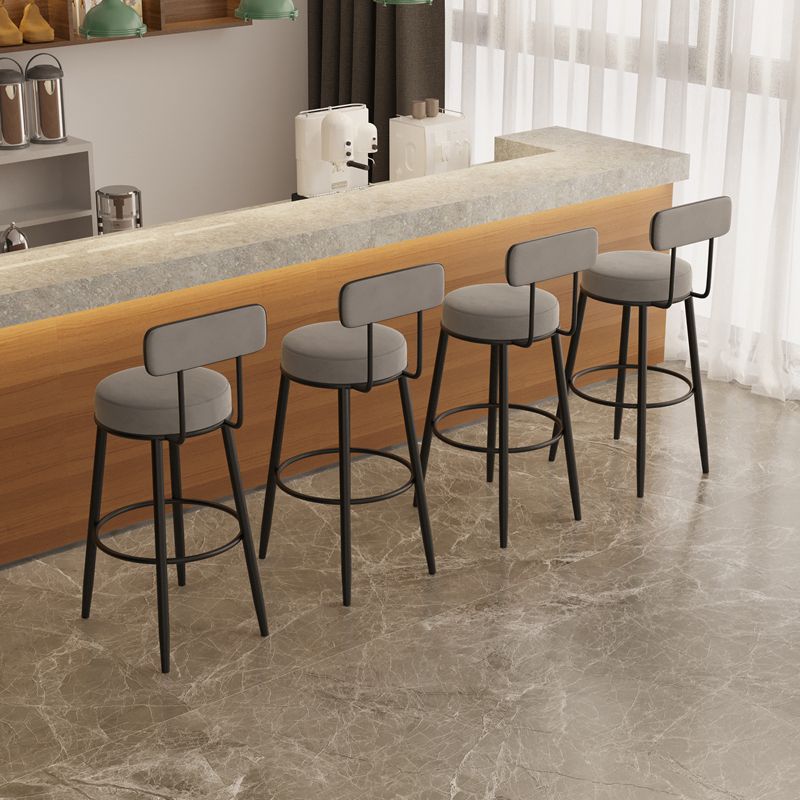 Modern Armless Backrest Counter Stool Iron Dining Room Bar Stool with Cushion and Pedal Clearhalo 'Bar Furniture' 'Bar Stools' 'bar_stools' 'furn' 'furn_bar_stools' 'Furniture' 'furniture_bar_stools' 'Kitchen & Dining Furniture' 1200x1200_46788480-f601-4666-b3b0-66c9aff858d7