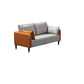 Contemporary Sofa with 2 Pillows Tuxedo Arm Living Room Faux Leather Settee