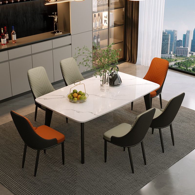 Rectangular Dining Room Table Stone Tabletop with Solid Wood Legs Clearhalo 'Dining Tables & Seating' 'Dining Tables' 'dining_table' 'furn' 'furn_dining_table' 'Furniture' 'Kitchen & Dining Furniture' 1200x1200_467a9f3d-aca5-45cd-9339-3ea4ec22f711