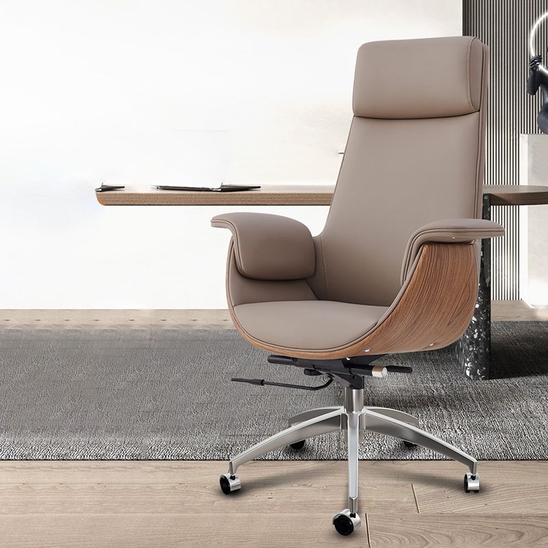 Modern Style Executive Chair Leather Office Chair with Fixed Arms Clearhalo 'furn' 'furn_office_chair' 'Furniture' 'furniture_office_chair' 'Office Chairs' 'Office Furniture' 'office_chair' 1200x1200_467e1c86-64d7-4255-b6dc-11c3212211a0