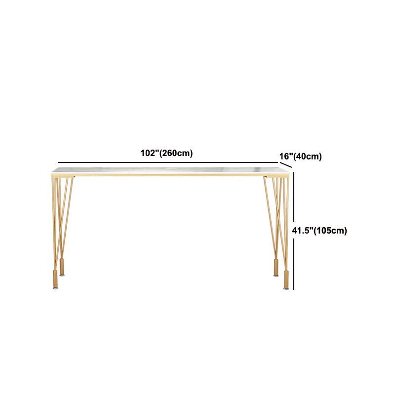Indoor Rectangle Cocktail Bar Table White Marble and Metal Bistro Bar Table Clearhalo 'Bar Furniture' 'Bar Tables' 'bar_tables' 'furn' 'furn_bar_tables' 'Furniture' 'Kitchen & Dining Furniture' 1200x1200_467e42cf-3d6e-4bec-b4e6-f0aca093b107