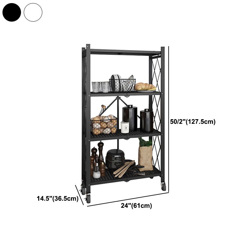 Industrial Folding Etagere Bookshelf Metal Open Bookshelf with Caster Wheels Clearhalo 'Bookcases' 'furn' 'furn_bookcases' 'Furniture' 'furniture_bookcases' 'kitchen' 'kitchen_bookcases' 'Living Room Furniture' 'Office Furniture' 1200x1200_4681383a-fc73-4020-b488-db0972fe44b4