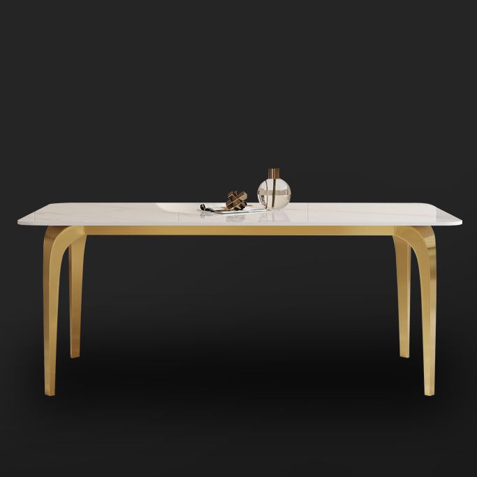 Glam Style Dinner Table Rectangle Stone Dining Room Table in White Clearhalo 'Dining Tables & Seating' 'Dining Tables' 'dining_table' 'furn' 'furn_dining_table' 'Furniture' 'Kitchen & Dining Furniture' 1200x1200_4681c1b2-68e0-4872-9f4a-13b1cf53267c