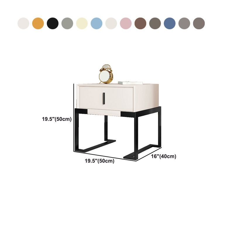 Midden-eeuwse moderne lederen nachttafel 1-lading 20 "lang nachtkastje met benen