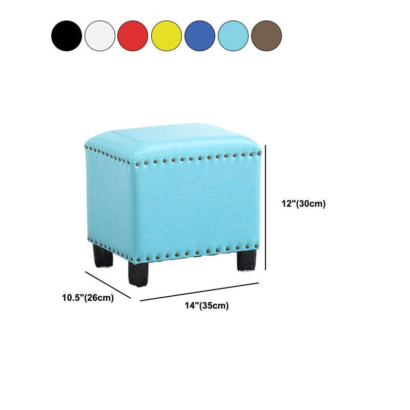 Moderno rettangolo pouf ottomane sedia in pelle finta ottomana con rivestimento per nailhead