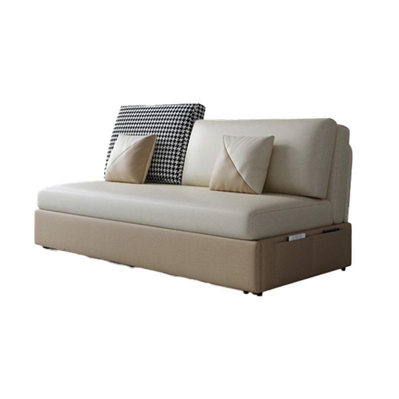 Divano di divano moderno di divano a bracciale senza bracciole resistente alla macchia in beige