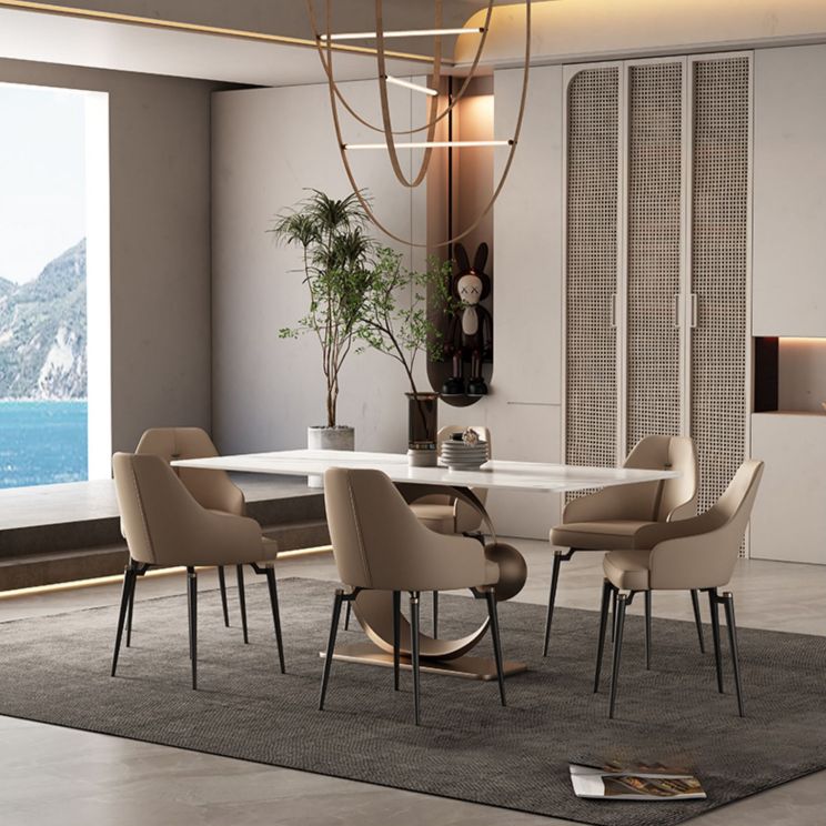 Glam Style 1/4/5/7 Pieces Dining Set Rectangle Sintered Stone Dining Table Set Clearhalo 'Dining Room Sets' 'Dining Tables & Seating' 'dining_room_set' 'furn' 'furn_dining_room_set' 'Furniture' 'furniture_dining_room_set' 'Kitchen & Dining Furniture' 'kitchen&dining_furn' 'kitchen' 1200x1200_4686531d-6e56-4631-8d53-dac6d27a58fd