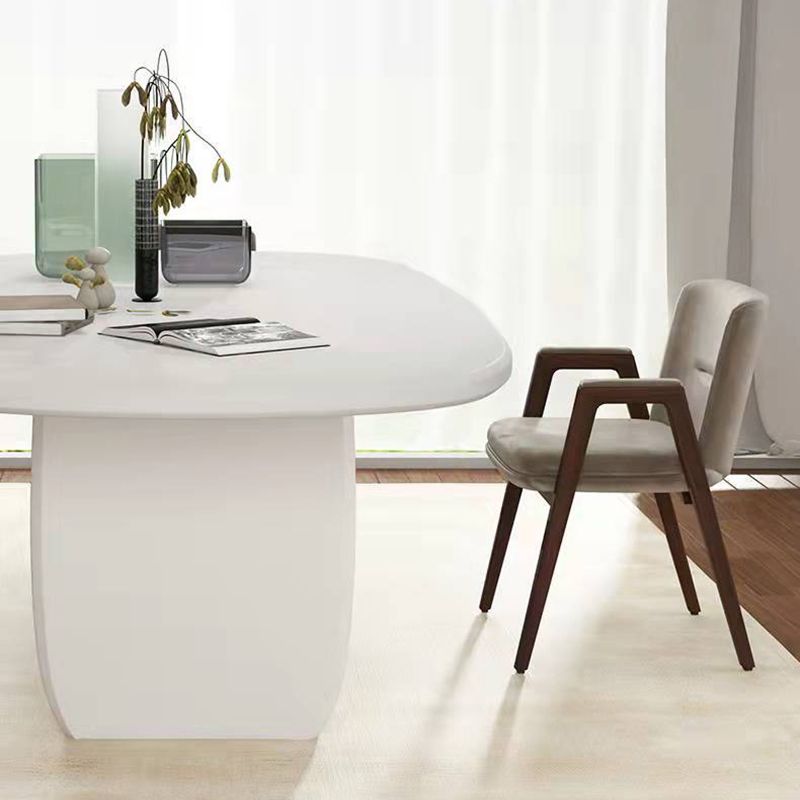 Modern Double Pedestal Table White Oval Dining Table for Home Kitchen Clearhalo 'Dining Tables & Seating' 'Dining Tables' 'dining_table' 'furn' 'furn_dining_table' 'Furniture' 'Kitchen & Dining Furniture' 1200x1200_468717f6-c6d1-4f18-88dc-a7cc7528da2e