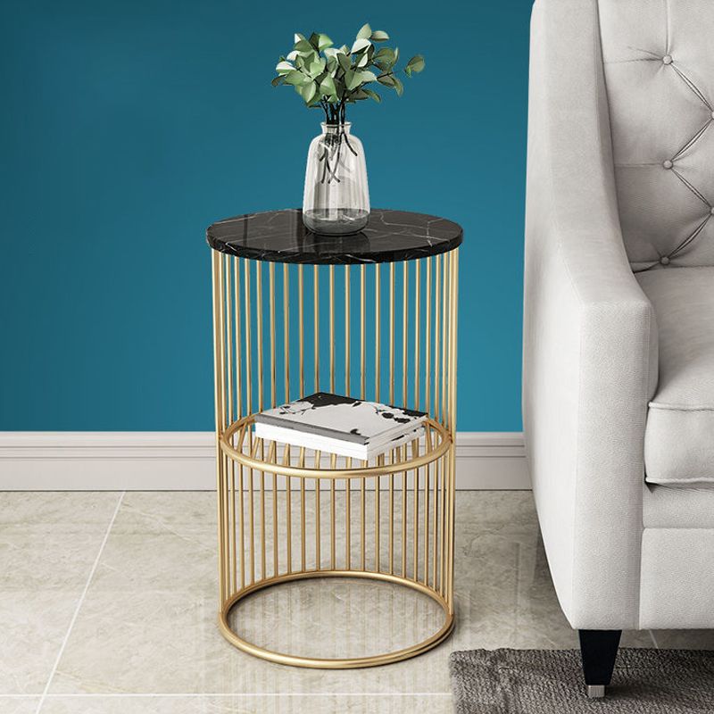 Modern Style Round Slate Table Plate Metal Frame Base Coffee Table