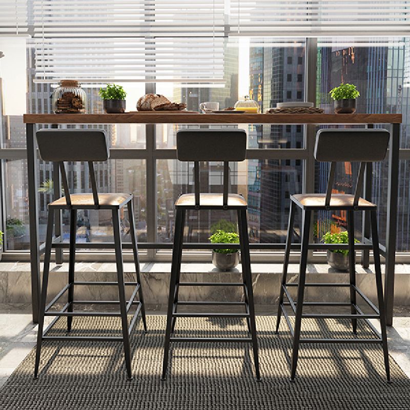 Pine Wood Bar Dining Table Industrial Rectangle Bar Table with Trestle for Balcony Clearhalo 'Bar Furniture' 'Bar Tables' 'bar_tables' 'furn' 'furn_bar_tables' 'Furniture' 'furniture_bar_tables' 'Kitchen & Dining Furniture' 1200x1200_46894a2f-34b1-4735-82c0-57d3cb67eace
