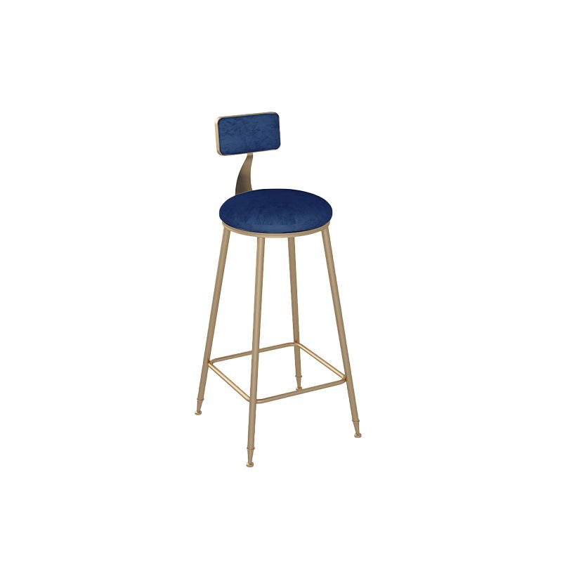 Glam Round Dining Stools Metal Low Back Bar Stools with Footrest Clearhalo 'Bar Furniture' 'Bar Stools' 'bar_stools' 'furn' 'furn_bar_stools' 'Furniture' 'Kitchen & Dining Furniture' 1200x1200_46895c40-76b2-4c6a-969e-3e3bb33d05d6