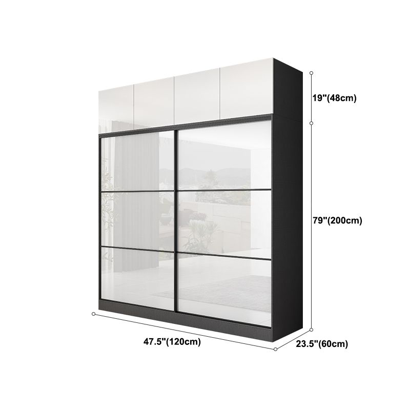 White and Black Wardrobe Armoire Engineered Wood Wardrobe Closet Clearhalo 'Armoires & Wardrobes' 'armoires_wardrobes' 'Bedroom Furniture' 'furn' 'furn_armoires_wardrobes' 'Furniture' 1200x1200_468a2eba-5c0b-4276-80d2-387e2b9469b3