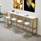 Table de bar rectangulaire en marbre artificielTable de bistro luxueuse avec base à tréteaux en or